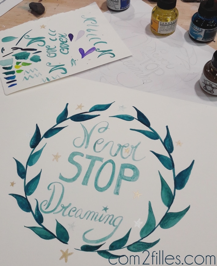 Never stop dreaming - watercolor - aquarelle - lezard creatifs