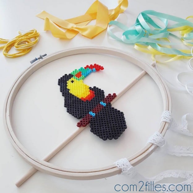 DIY - Attrape reves tropiques - toucan - perles hama