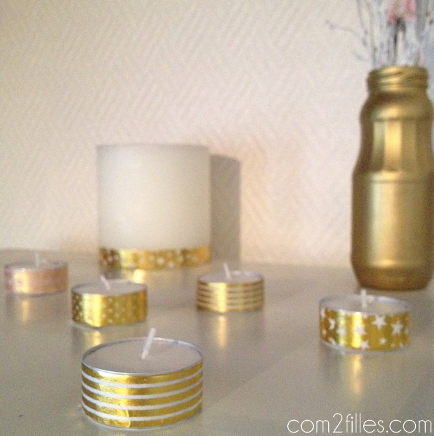 DIY - bougies chauffe plat masking tape - noel