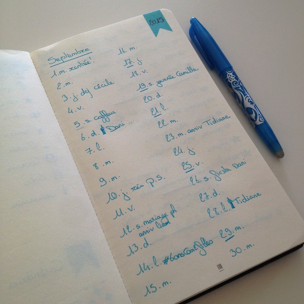 bullet journal - calendrier