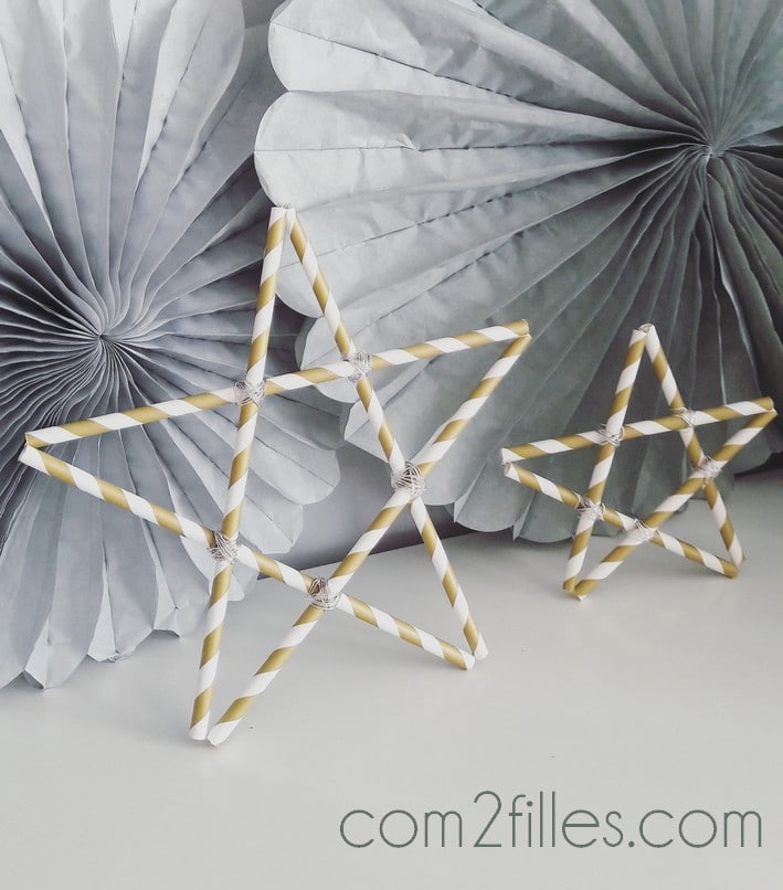 DIY - deco de noel - etoiles en pailles en papier