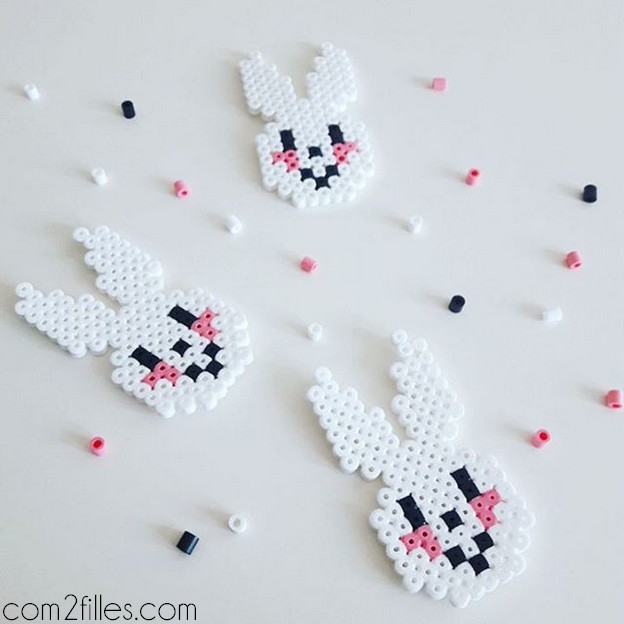 activite paques enfants - lapin perles hama