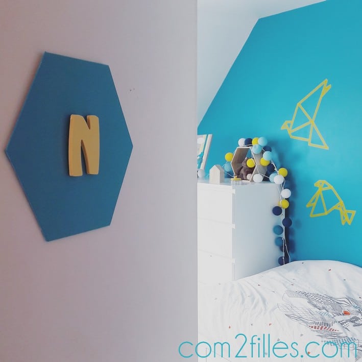 DIY - plaque de porte - deco chambre enfant - turquoise