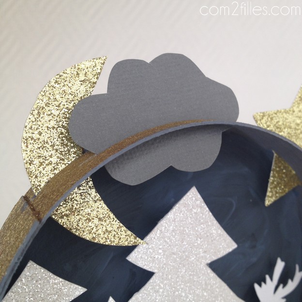 nuage, lune, etoile - papier - tableau noel - recup