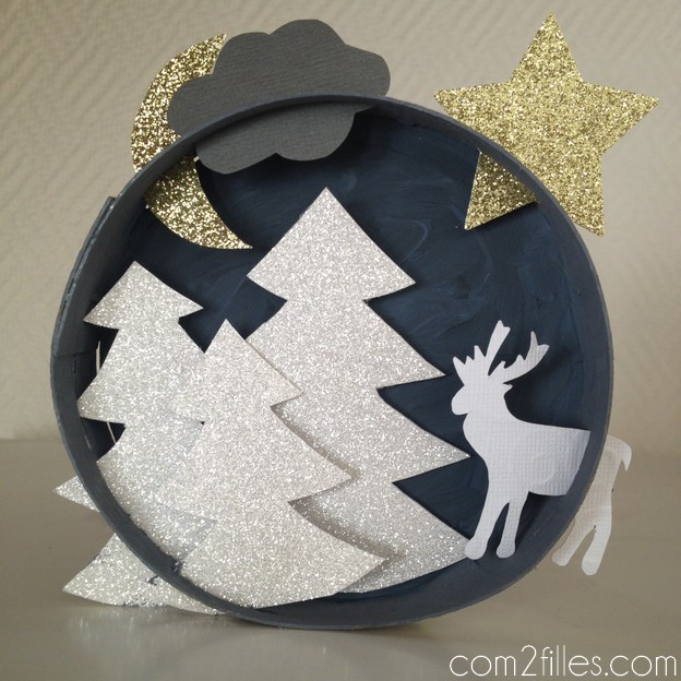 upcycling - boite camembert - tableau noel - papier