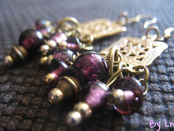 Boucles d'oreilles perles violet