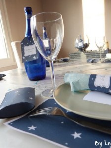 decoration table de noel bleue argentée