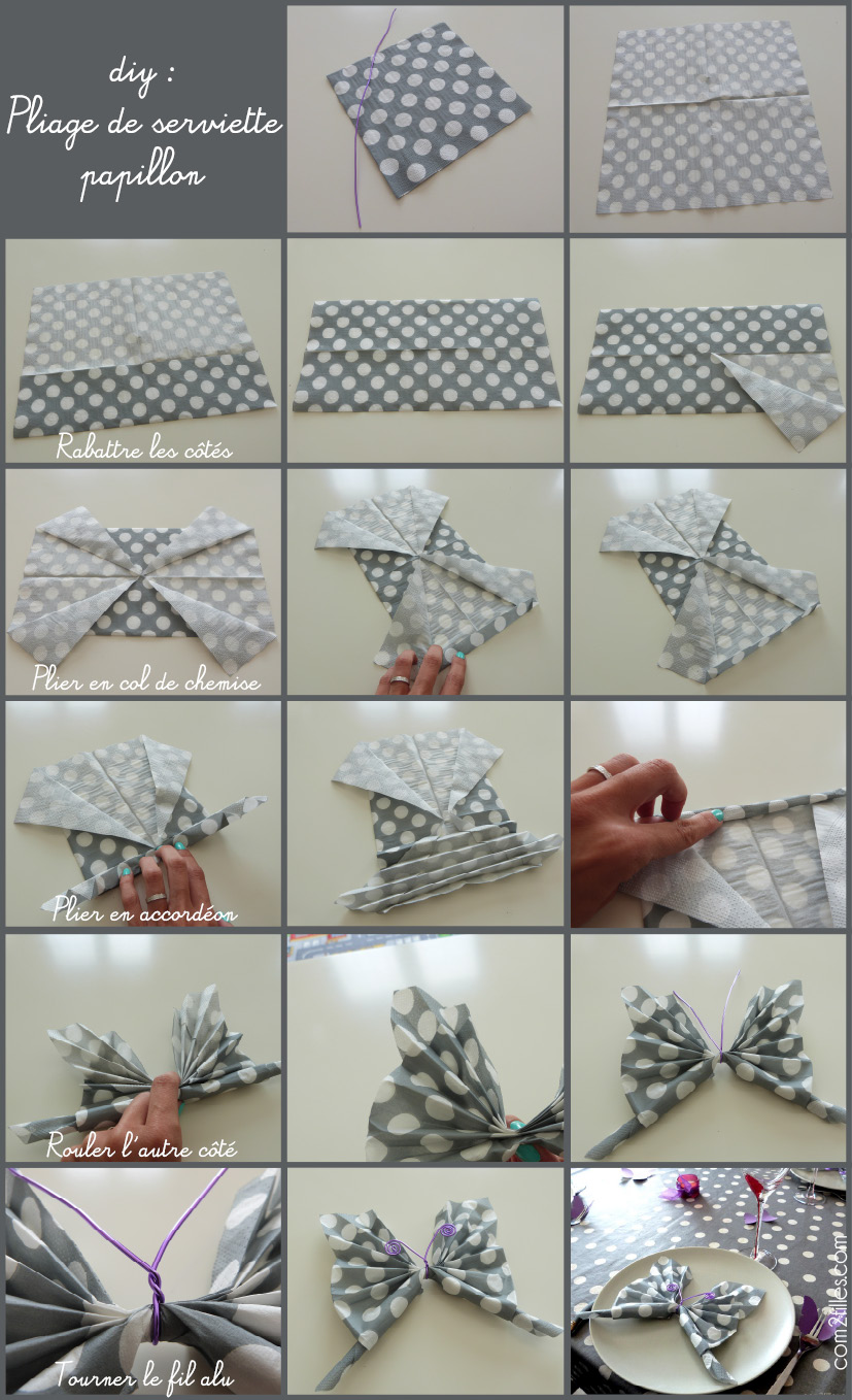 tuto pliage serviette papillon diy