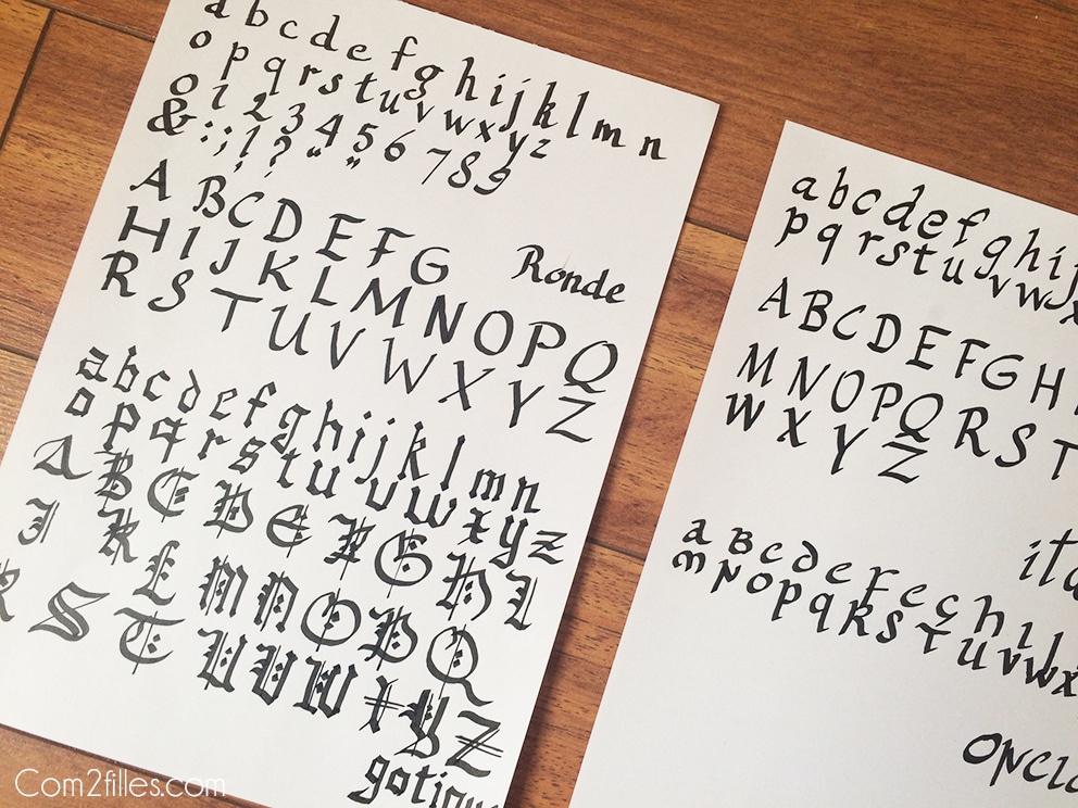 Calligraphie - test hand lettering - lettres - lettrage manuscrit