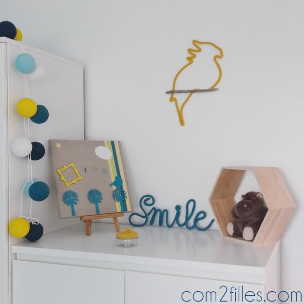 Deco chambre enfant - animaux - tricotin - smile et perroquet