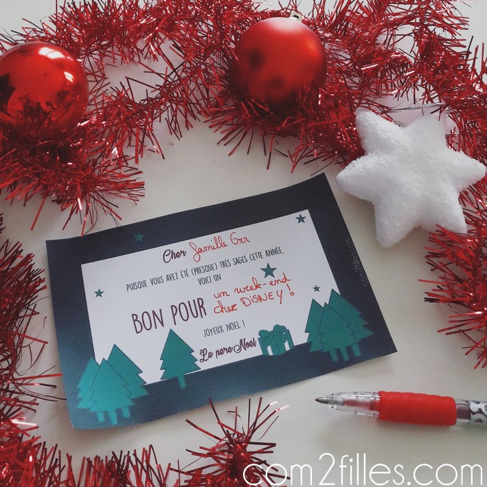 Noel - idee cadeau - bon pour - printable