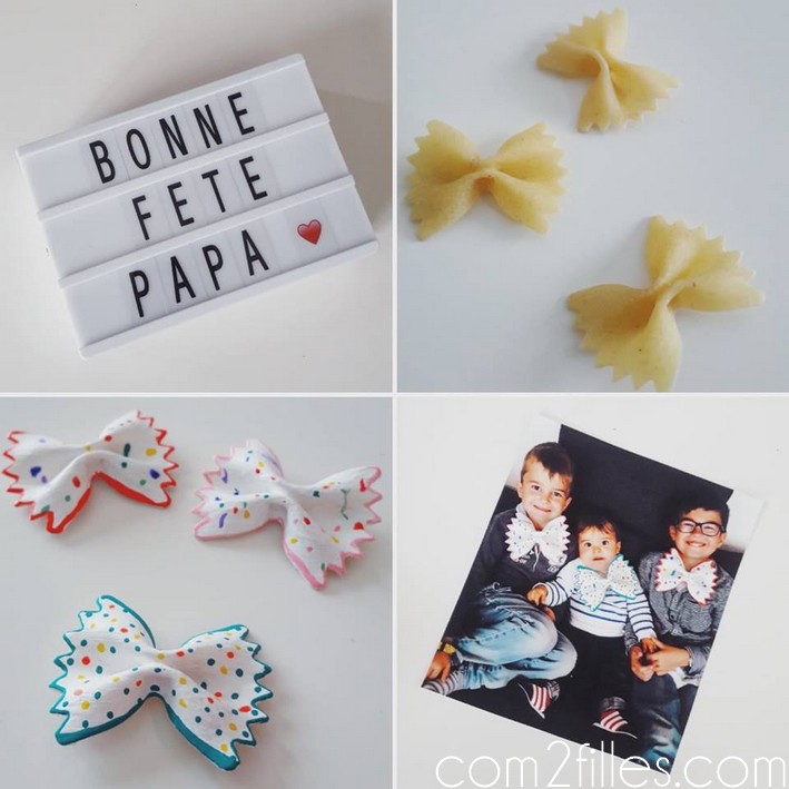 DIY - bonne fete papa - carte pates farfalles - noeuds papillon