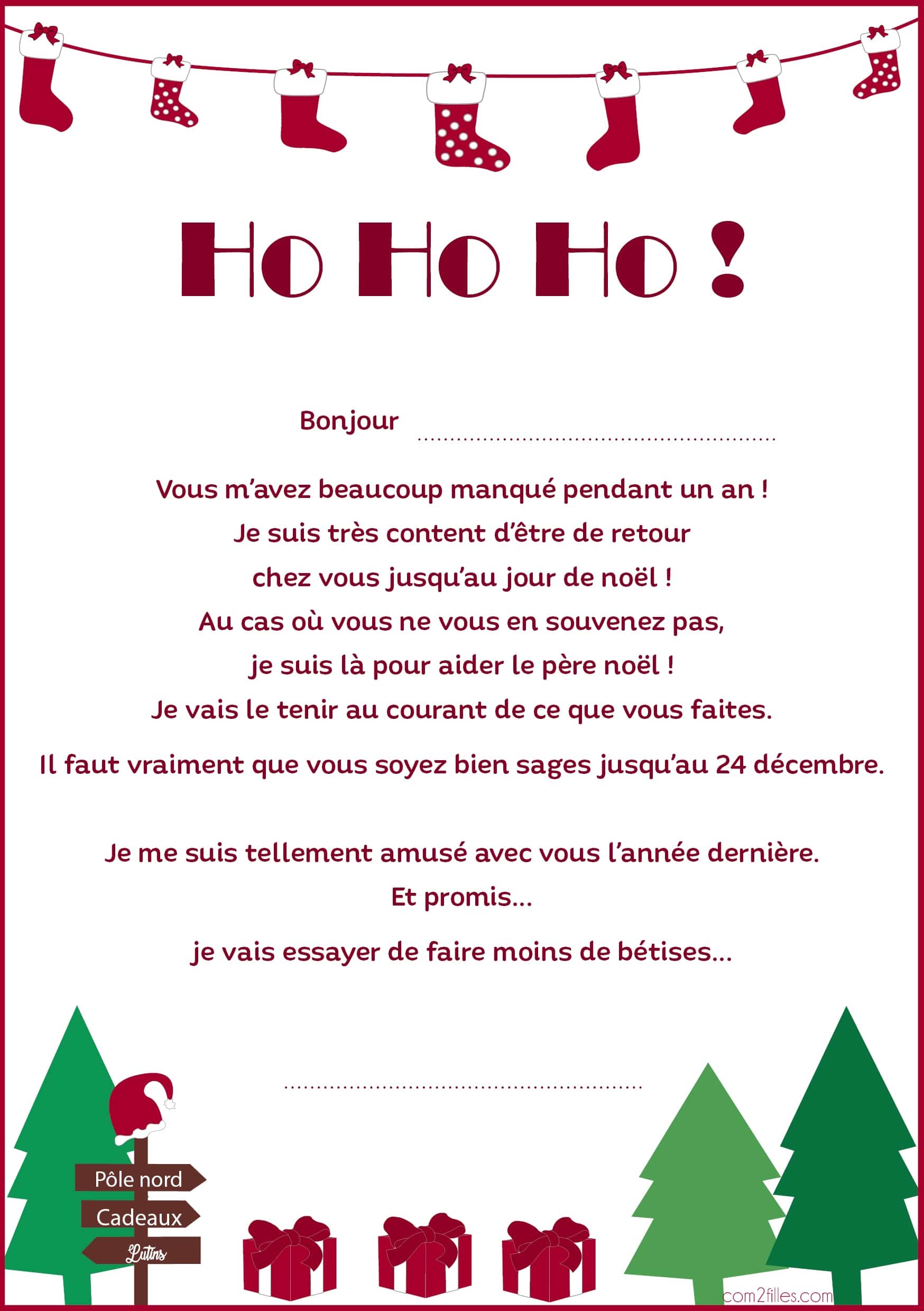 La lettre du lutin farceur du Père-Noël : modèle à télécharger