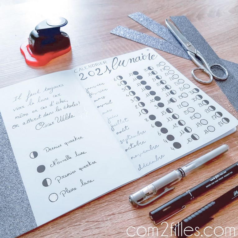 calendrier lunaire - carnet creatif bullet journal