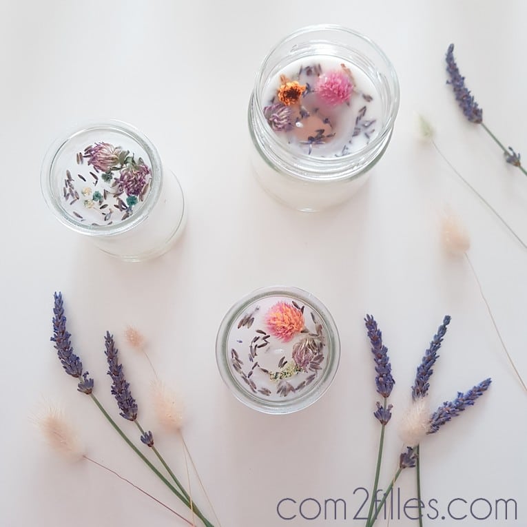 Bougies DIY - fleurs séchées