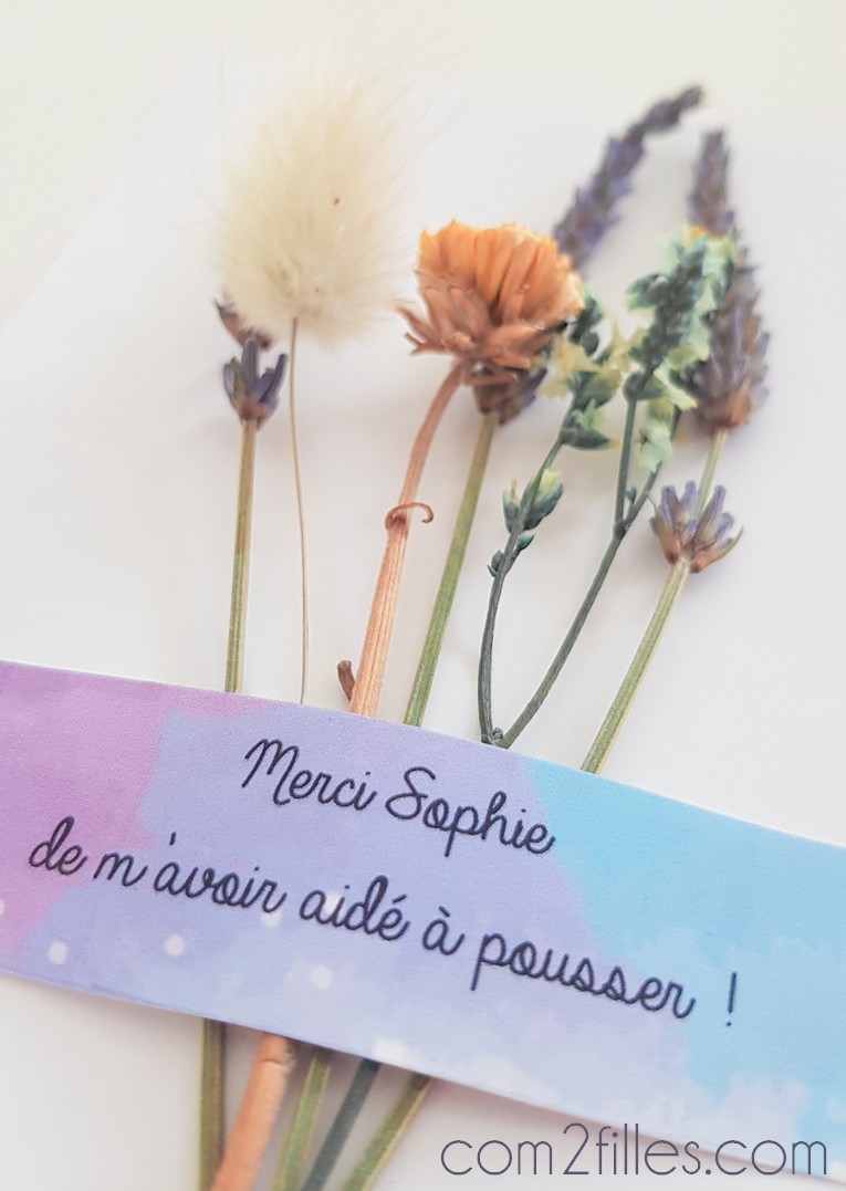 carte fleurs séchées - merci maitresse