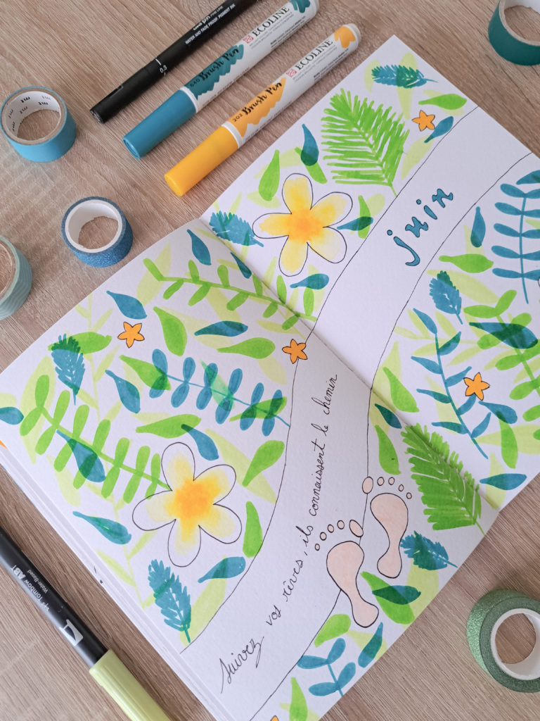 page juin bullet journal - tropical