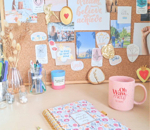 Mood board - tableau en liège - déco bureau