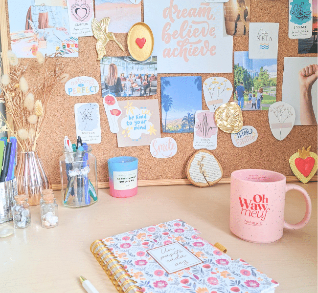 Mood board - tableau en liège - déco bureau