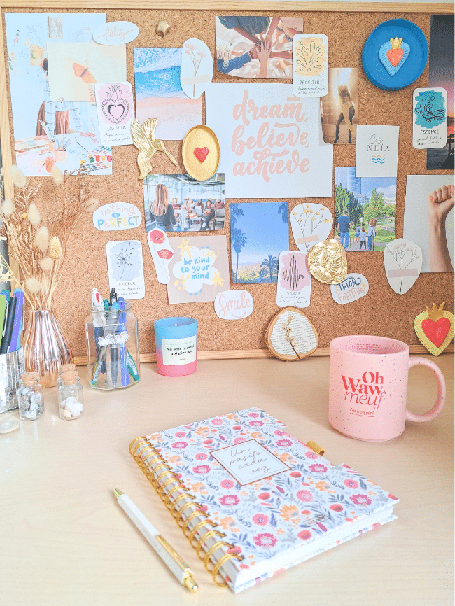 Mood board - tableau en liège - déco bureau